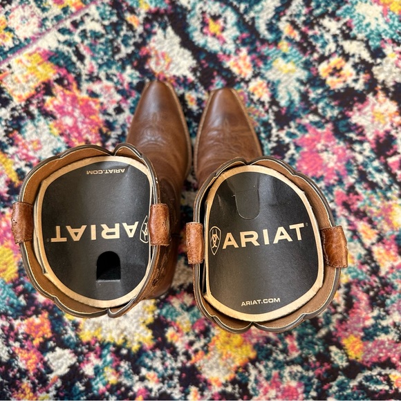 Ariat Shada Leather Cowgirl Boot Womens 7.5 Brown Cutout Details Western - Picture 6 of 13